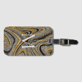 Glam Glitter girale marmer grijs goud Bagagelabel (Voorkant (horizontaal))