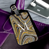 Glam Glitter girale marmer grijs goud Bagagelabel