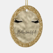 Glam Glitter Girly Eyelashes op maat Keramisch Ornament (Rechts)