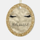 Glam Glitter Girly Eyelashes op maat Keramisch Ornament (Links)