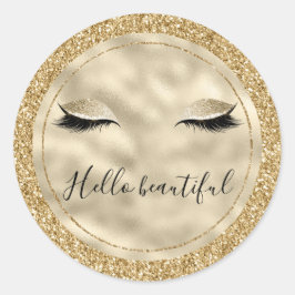 Glam Glitter Girly Eyelashes op maat Ronde Sticker