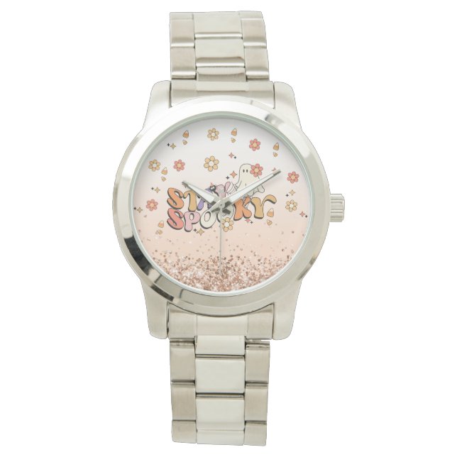 Glam Glitter Girly Halloween Blijf woordelijk Horloge (Voorkant)
