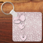 Glam Glitter Girly Pink Sleutelhanger (Voorkant)