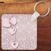 Glam Glitter Girly Pink Sleutelhanger (Achterkant)