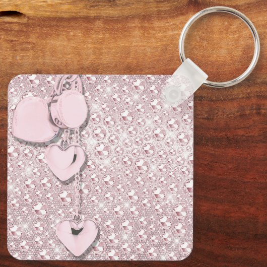 Glam Glitter Girly Pink Sleutelhanger (Achterkant)