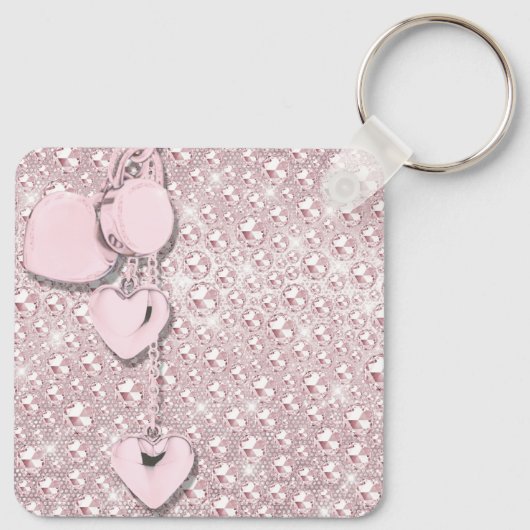 Glam Glitter Girly Pink Sleutelhanger (Achterkant)