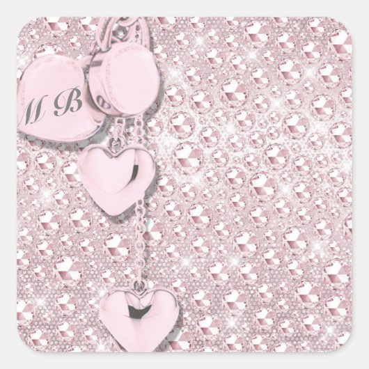 Glam Glitter Girly Pink Vierkante Sticker (Voorkant)