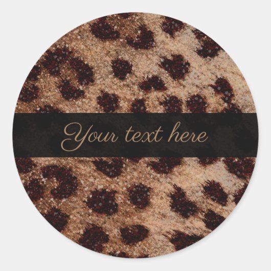 Glam Glitter Glans Glitterig Luipaardprint Ronde Sticker (Voorkant)