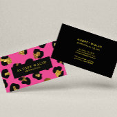 Glam Glitter Gold Fuchsia Leopard print Luxe Visitekaartje