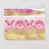 Glam Glitter Gold Pink XOXO Valentijnsdag Feestdagenkaart (Voorkant)