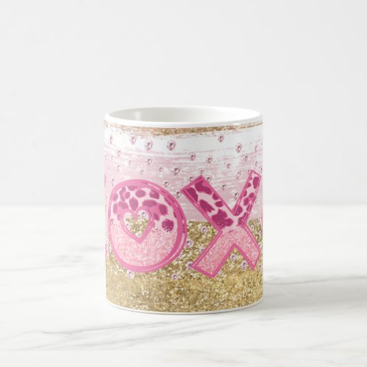 Glam Glitter Gold Pink XOXO Valentijnse  Koffiemok (Center)
