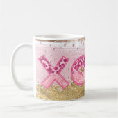Glam Glitter Gold Pink XOXO Valentijnse  Koffiemok (Links)