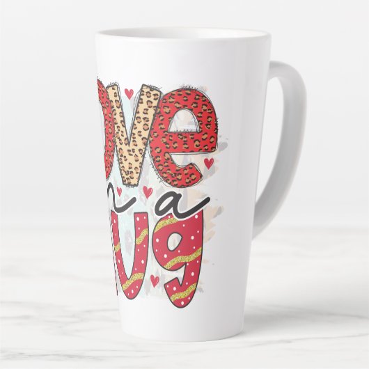 Glam Glitter Gold Red Luxe Liefde Valentijns Latte Mok (Rechterhoek)