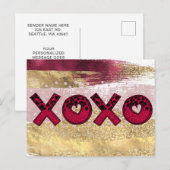 Glam Glitter Gold Red Luxe Valentijnsdag Ho Feestdagenkaart (Voorkant / Achterkant)