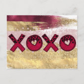 Glam Glitter Gold Red Luxe Valentijnsdag Ho Feestdagenkaart (Voorkant)