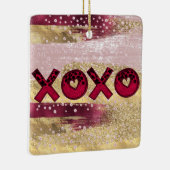 Glam Glitter Gold Red Luxe Valentijnse Foto Keramisch Ornament (Rechts)