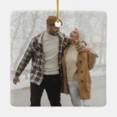 Glam Glitter Gold Red Luxe Valentijnse Foto Keramisch Ornament (Achterkant)