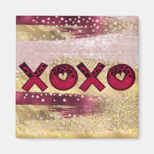 Glam Glitter Gold Red Luxe Valentijnse Magneet