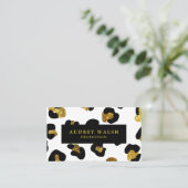 Glam Glitter Gold White leopard print Luxe Visitekaartje (Staand voorkant)