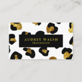 Glam Glitter Gold White leopard print Luxe Visitekaartje (Voorkant)
