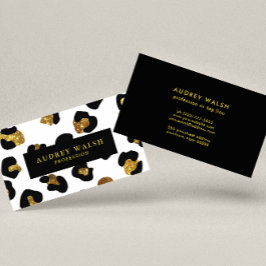 Glam Glitter Gold White leopard print Luxe Visitekaartje