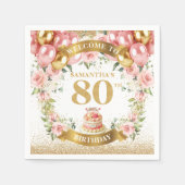 Glam Glitter Goud 80e Verjaardag Viering Servet (Voorkant)