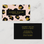 Glam Glitter Goud Blush Leopard print Luxe Visitekaartje (Voorkant / Achterkant)