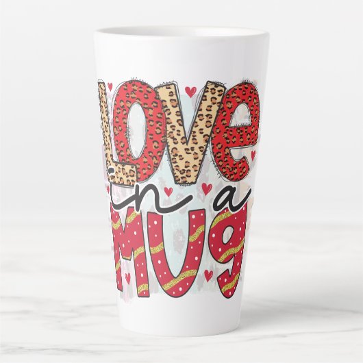 Glam Glitter Goud Rood Luxe Liefde Valentijn Latte Mok (Voorkant)
