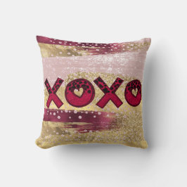 Glam Glitter Goud Rood Luxe XOXO Valentijns Kussen