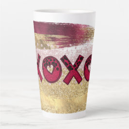 Glam Glitter Goud Rood Luxe XOXO Valentijnsdag Latte Mok