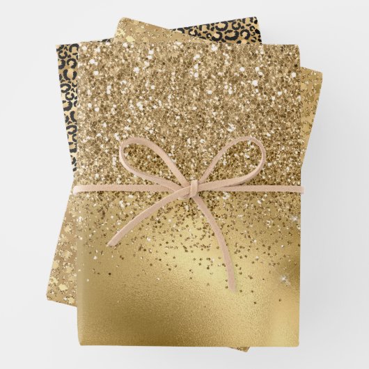 Glam Glitter Leopard Inpakpapier Vel (In situ)