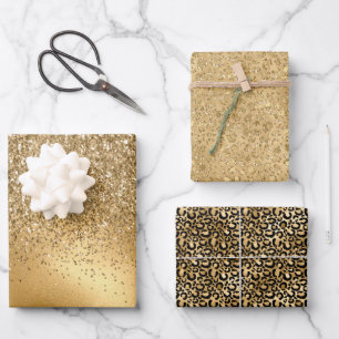 Glam Glitter Leopard Inpakpapier Vel