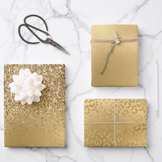 Glam Glitter Leopard Inpakpapier Vel (Voorkant)