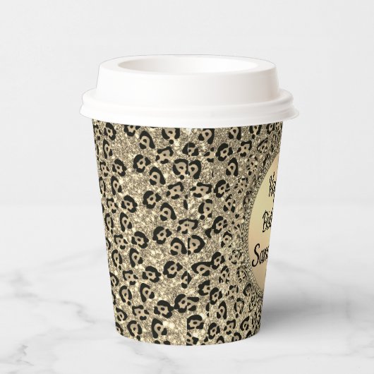 Glam Glitter-leopardpapier Papieren Bekers (Rechts)