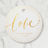 Glam glitter moderne kalligrafie "Liefde" bruiloft Bedankjes Labels (Voorkant)