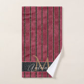Glam Glitter Monogrammed Name Burgundy Red Bad Handdoek (Handdoek)