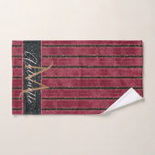 Glam Glitter Monogrammed Name Burgundy Red Bad Handdoek (Handdoek)