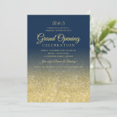 Glam Glitter Navy Corporate Grand Open Gold Glam Kaart (Staand voorkant)