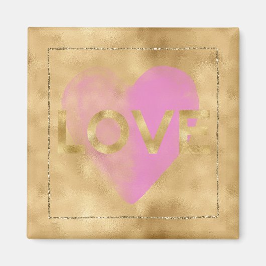 Glam Glitter Pink Heart Love Magneet (Voorkant)