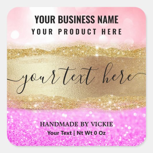 Glam Glitter Pink Paars en Gold Product Label (Voorkant)