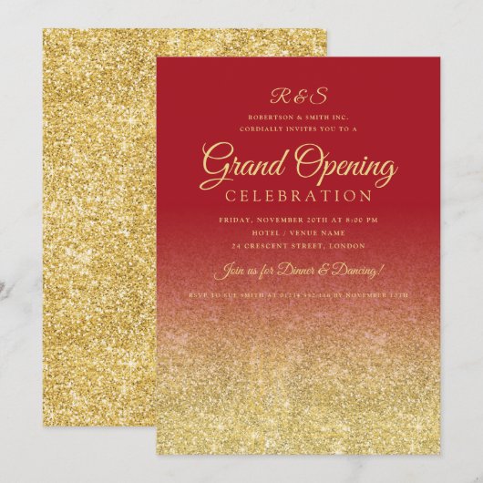 Glam Glitter Red, Groot geopend bedrijf Kaart (Voorkant / Achterkant)