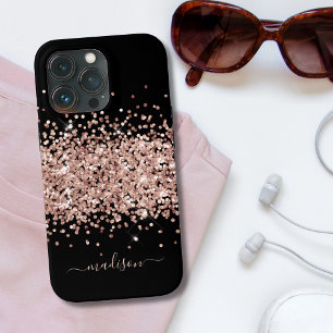 Glam Glitter Roos Gold Pink Monogram Sweet 16 Case-Mate iPhone Case