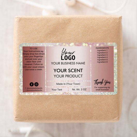 Glam Glitter Roos Gold Product Labels (Insitu)