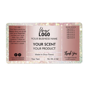 Glam Glitter Roos Gold Product Labels
