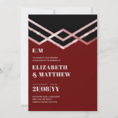 Glam Glitter Rosegold Black Deco Wedding Invite (Voorkant)