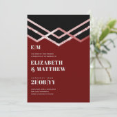 Glam Glitter Rosegold Black Deco Wedding Invite (Staand voorkant)