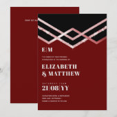 Glam Glitter Rosegold Black Deco Wedding Invite (Voorkant / Achterkant)