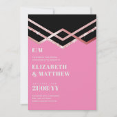 Glam Glitter Rosegold Black Deco Wedding Invite (Voorkant)
