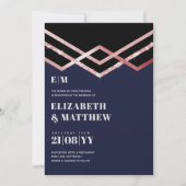 Glam Glitter Rosegold Black Deco Wedding Invite (Voorkant)
