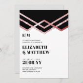Glam Glitter Rosegold Black Deco Wedding Invite (Voorkant / Achterkant)